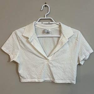 H&M white cropped polo - size M
